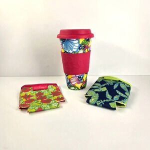 Lilly Pulitzer Ceramic Travel Mug Beach Theme Butterfly‎ Coozie Seashell